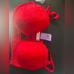 Curvy Couture Vibrant Red Lace Bra